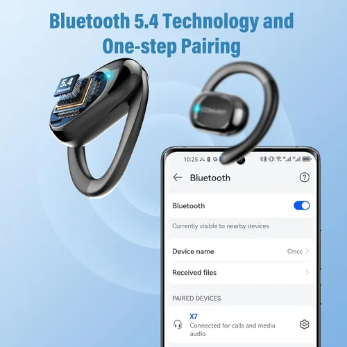 Vista 7 de Auriculares de oreja abierta, auriculares inalámbricos Bluetooth 5.4 con grandes ganchos para los oídos, auriculares abiertos ultra cómodos, sonido