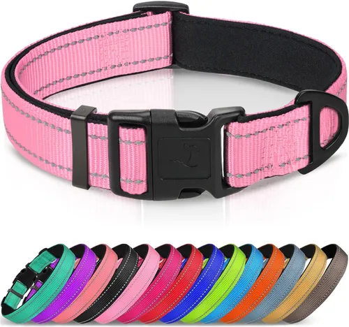 Vista 21 de Joytale - Collar reflectante para perro, collar de nailon transpirable con acolchado de neopreno suave para mascotas, ajustable para cachorros