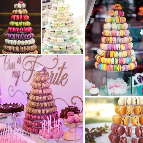 Vista 2 de Soporte de torre de macaron para boda, fiesta de cumpleaños, 4 a 13 pulgadas, de plástico transparente, redondo, soporte de exhibición de torre