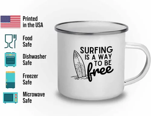 Vista 2 de Surfing Camper Taza 12oz – Surfing is free A – Surfing is free A – Surfing Enthusiast Gifts Water Sport Surfboard Athletics Hobby Beach Sea Windsurf
