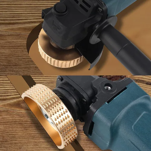 Vista 5 de Pomsare Disco de Tallado de Madera Disco de Formado de Madera Formador de Madera para Amoladora Angular de 4 1/2 Pulgadas con Árbol de 7/8 y 5/8