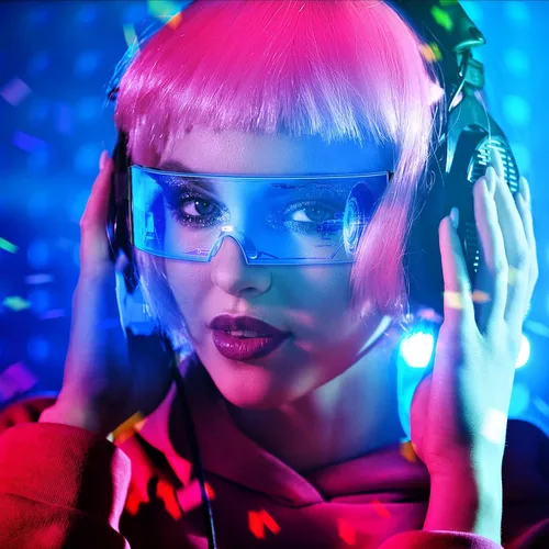 Vista 6 de 3 pares de gafas LED con visera de 7 colores LED futuristas cibernéticas y 5 modos recargables transparentes brillantes luminosas para niños adultos