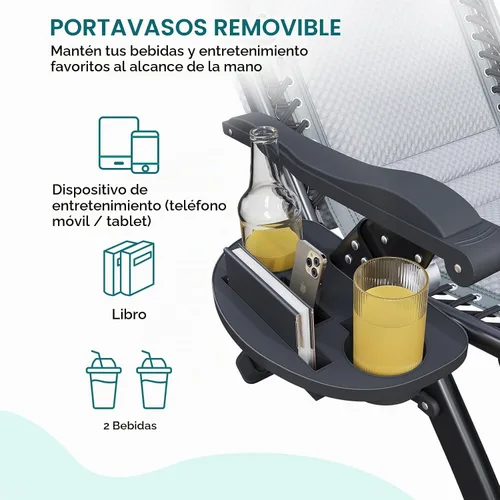 Vista 8 de ATORPOK Silla de gravedad cero con toldo, reclinable plegable para patio