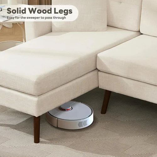 Vista 8 de Tbfit Sofá en Forma de L, Sofás Seccionales Modernos de Mediados de Siglo de 80" de Ancho, Sofás de 3 Plazas con Chaise Lounge Amplio, Sofá Beige