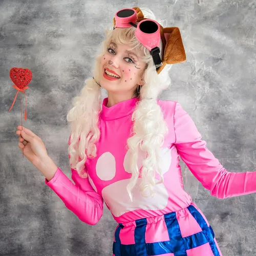 Vista 6 de 2 diademas de orejas de perro de Halloween y gafas steampunk rosadas, accesorios de cosplay con temática de cachorro, disfraz de bricolaje