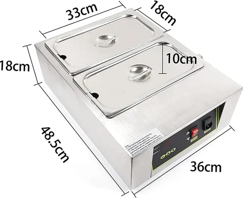 Vista 7 de Calentador de chocolate, máquina de fusión de chocolate, olla eléctrica de fusión de chocolate con 2 calderas de templado para chocolate, leche