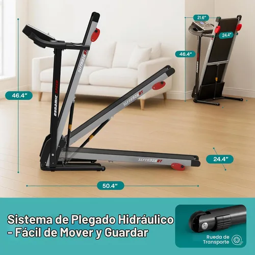 Vista 5 de SereneLife Treadmill with Incline & Handle Bars Compact Portable Walking Pad & Treadmill for Home/Apartment Wide Running Belt Includes Workout