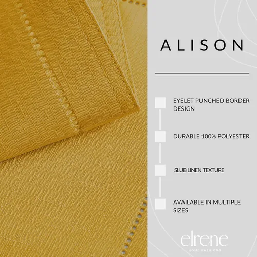 Vista 2 de Elrene Home Fashions Alison - Mantel de tela con diseño de bordado de ojo de buey y borde resistente a las arrugas, 132 x 70 cm, Rectangular