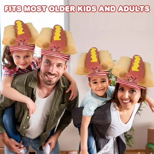 Vista 6 de ArtCreativity Divertido sombrero de perro caliente, divertido sombrero de perro caliente de comida rápida para adultos, accesorio de disfraz