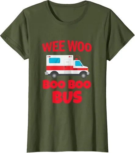 Vista 59 de Wee Woo Boo Boo Bus First Responder - Camiseta divertida de ambulancia, Negro, S