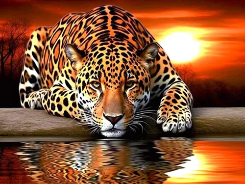 Vista 12 de Bimkole Kits de arte de diamantes 5D para adultos, flores alrededor del tigre, set de bordado de pedrería DIY animal de taladro completo, pintura