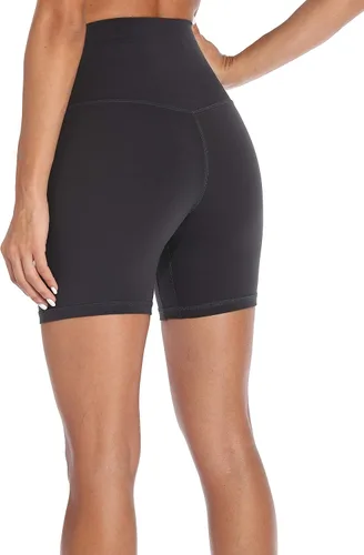 Vista 4 de YUNOGA Pantalones cortos de yoga de cintura alta para mujer, pantalones cortos de ciclismo atléticos de entrenamiento de 6 a 8