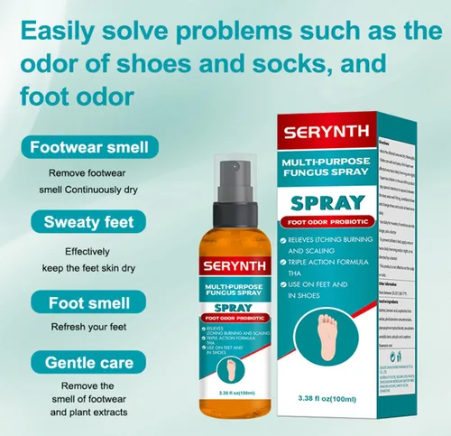 Vista 3 de Spray probiótico para olores de pies para hombres y mujeres, desodorante antifúngico para zapatos y pies con aceites esenciales naturales para pies