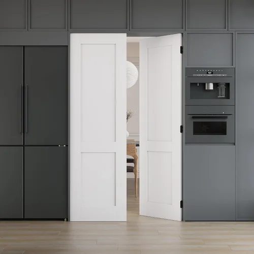 Vista 31 de WINSTELLAR - 1 panel estilo coctelera de 18 x 80 pulgadas, losa blanca imprimada para puerta interior de núcleo sólido, puerta de dormitorio