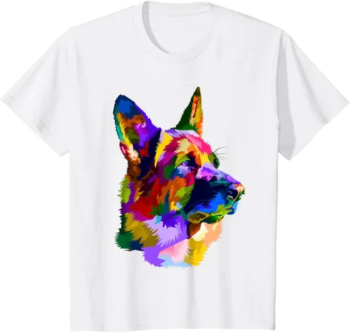 Vista 72 de Camiseta con retrato de pastor alemán para dueños de perros, Negro, S