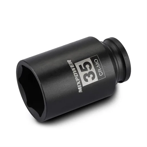 Vista 16 de Zócalo de impacto poco profundo de 1/2", CR-MO, 1-1/4", 6 puntos, diseño de esquina de radio, tuerca de eje de grado de impacto para fácil extracción
