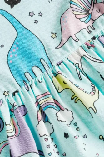 Vista 5 de Bumeex Vestidos de manga corta con estampado de dibujos animados de algodón para niñas pequeñas de 1 a 7 años
