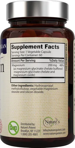 Vista 8 de Nature's Potent Glicinato de magnesio 200 mg Magnesio quelado de alta absorción Apoyo para dormir, calma y calambres musculares Suplemento