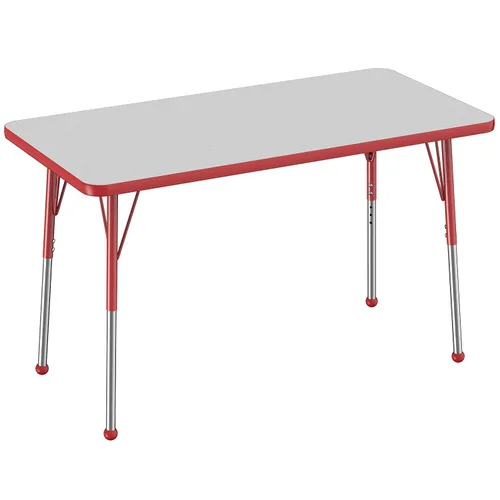 Vista 123 de FDP - Mesa rectangular para actividades escolares y de oficina (24 x 36 pulgadas), patas estándar con deslizadores giratorios, altura ajustable