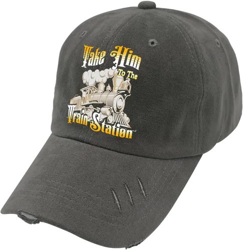 Vista 3 de devor Hats Take Him to The Train Station Dad Hats for Men Funny Denim Hat Adjustable