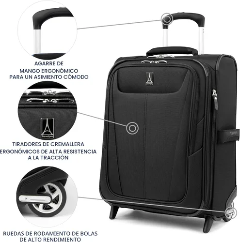 Vista 2 de Maxlite 5 Equipaje Ligero Expandible de Lado Suave con Ruedas Spinner, Negro, Maleta de mano de 20 pulg.