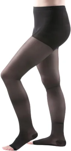 Vista 4 de Allegro Essential 14 - Medias de compresión transparentes de 15-20 mmHg para mujer, manguera de soporte de punta abierta con parte superior