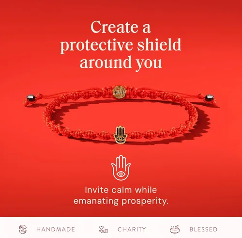 Vista 5 de KARMA AND LUCK Guardian of Blessing, pulsera de bronce de cuerda roja para hombre, hecha a mano en Bali para protección, tamaño ajustable