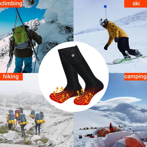 Vista 8 de SNOW DEER - Calcetines térmicos eléctricos recargables mejorados, 7.4 V, batería de 2200 mAh para clima frío para hombres y mujeres, calcetines