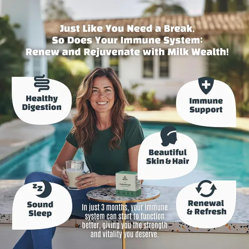 Vista 4 de Milk Wealth™ Polvo de calostro bovino 1.76 oz IgG natural y liofilizado Apoyo para la salud inmune e intestinal Alimentado con pasto y sin