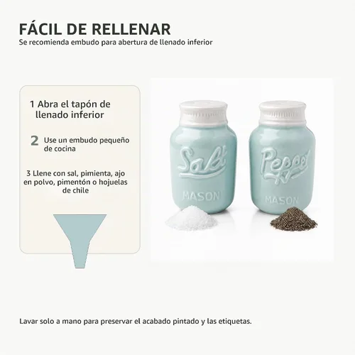 Vista 3 de Comfify - Salero y pimentero, diseño clásico de tarro, adorable jarro decorativo de estilo clásico, rústico, chic, hechos en cerámica resistente