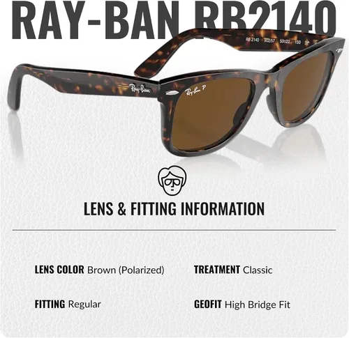 Vista 5 de Ray-Ban RB2140 ORIGINAL WAYFARER CLASSIC - Gafas de sol de forma cuadrada con kit oficial de gafas