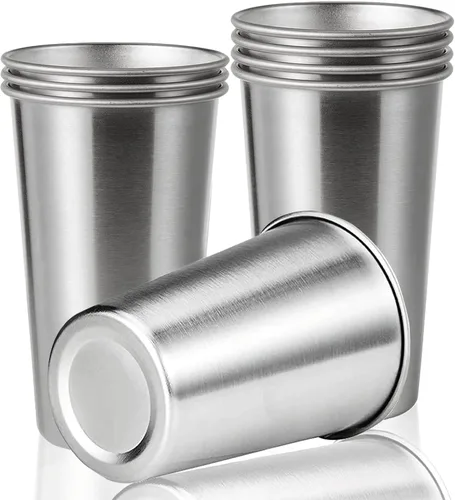 Vista 10 de Paquete de 12 vasos de acero inoxidable de 16 onzas, saludables, irrompibles y apilables, vasos de metal para beber, vasos de cerveza