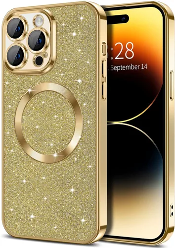 Vista 42 de Hython para iPhone 12 Funda con chispas brillantes, fundas transparentes magnéticas con protector de lente de cámara [Compatible con MagSafe]