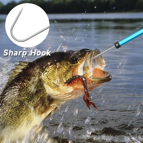 Vista 6 de SANLIKE Telescopic Fishing Gaff Aluminum Pole with Nonslip Rubber Handle Stainless Steel M8 Screw Hook Azul