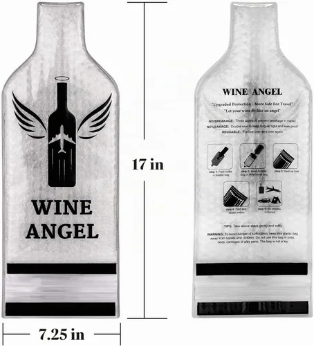 Vista 4 de [PROTECCIÓN MEJORADA] Juego de 4 (8 piezas) Bolsas de Vino Reutilizables para Viajes, Protector de Viaje de Vino, Funda de Viaje para Botella