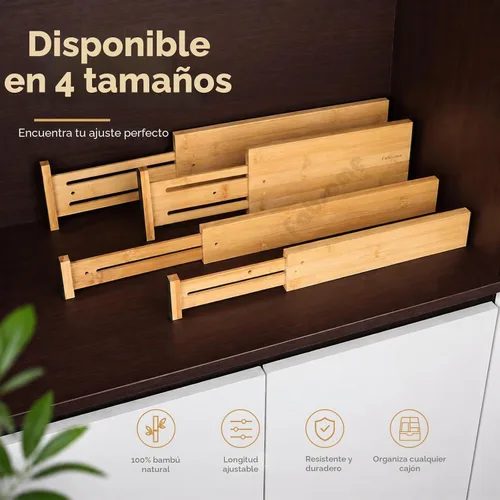 Vista 6 de Fabsome Paquete de 6 separadores de cajones, organizadores de bambú para ropa, calcetines, ropa interior, ropa de bebé, separadores de madera