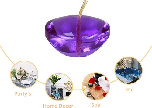 Vista 8 de Zest Candle Velas flotantes de 12 piezas, 1.75 pulgadas, gel morado transparente