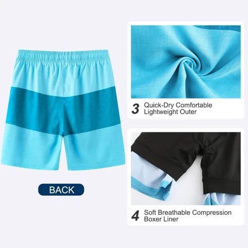 Vista 5 de HODOSPORTS Mens Swimsuit Trunks 7" Quick-Dry Swim Shorts with Compression Liner and Zipper Pockets
