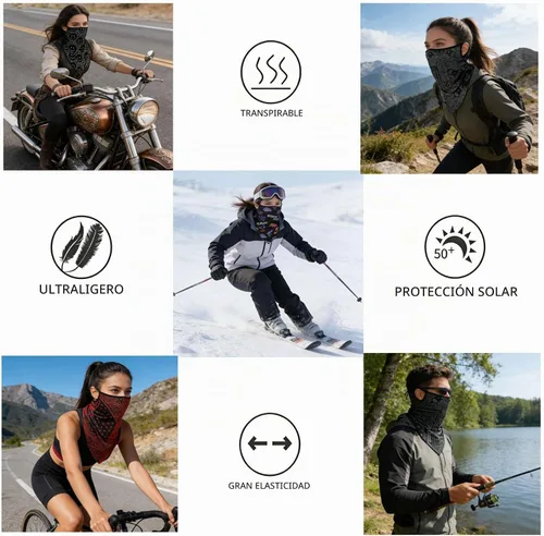 Vista 5 de Protector solar para colgar la oreja, protección UV, transpirable, bufanda elástica antideslizante, máscara facial Estilo A+e