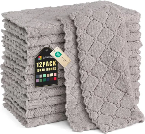 Vista 29 de Homaxy - Paquete de 12 trapos de cocina (13 x 19 pulgadas, marrón), de terciopelo coral supersuaves y absorbentes para lavar platos, paño