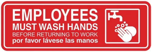 Vista 39 de Standard Employees Must Wash Hands - Letrero para puerta/pared, color negro, pequeño