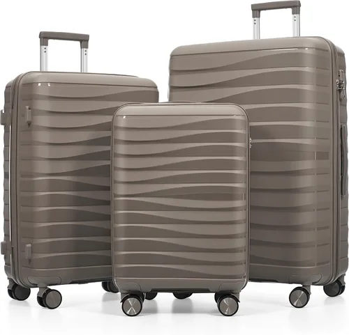 Vista 54 de Merax 3 piezas expandible ABS Hardshell equipaje Sets Spinner Wheel Maleta TSA Lock Suit Case, Apertura frontal negra, Juego de 2 piezas, Maleta