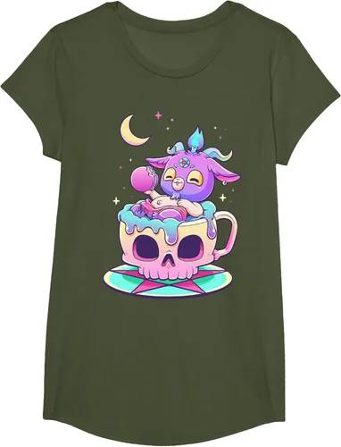 Vista 104 de Kawaii Pastel Goth Cute espeluznante Pentáculo Baphomet - Camiseta de cabra, Negro