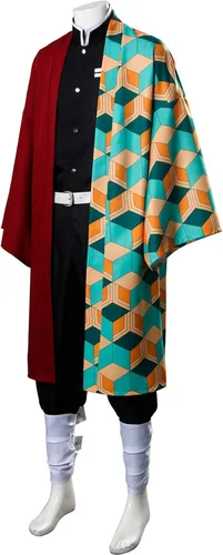 Vista 3 de Tomioka Giyuu - Disfraz de cosplay de anime Haori Kimetsu no Yaiba kimono conjunto para Halloween y fiesta de Navidad