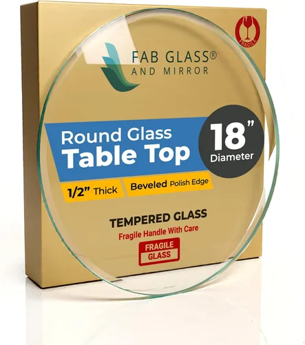 Vista 100 de Fab Glass - Mesa redonda de cristal de 48 in, grosor de 3/4 in, cristal pulido plano templado, Vidrio, Transparente
