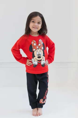 Vista 2 de Disney Minnie Mouse - Conjunto de sudadera y pantalones de forro polar, tallas de recién nacido a niño grande (recién nacido - 14-16)