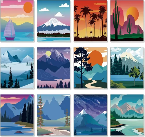Vista 18 de Sherr 12 lienzos predibujados preimpresos para adultos, para sorber y pintar, lienzos de fiesta, kit de pintura para verano, Pascua, Día de la Madre