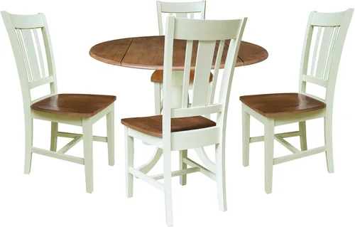 Vista 7 de IC INTERNATIONAL CONCEPTS Mesa de comedor de doble hoja de 42 pulgadas con 2 sillas Nogal/Concha