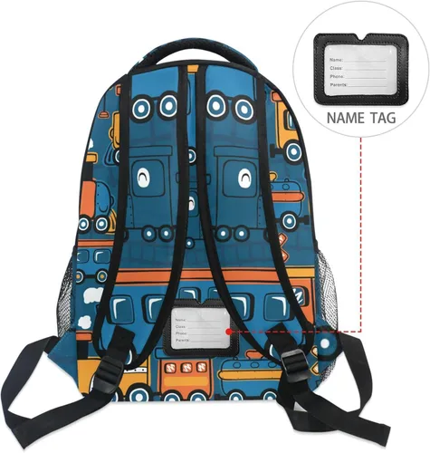 Vista 5 de Monster Truck Car - Mochila escolar para niños, niñas, mochila escolar para escuela primaria, mochila de viaje, Steam Train, Mochilas Daypack