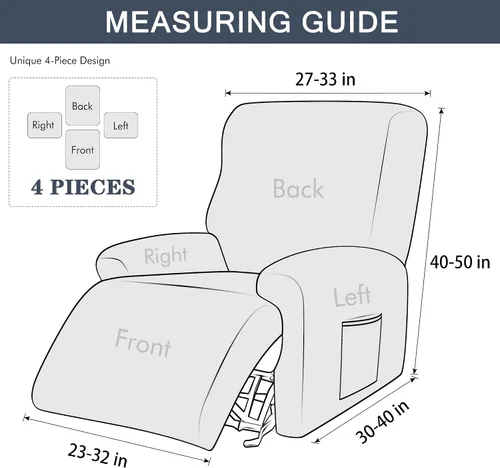 Vista 6 de CONRUSER Funda elástica para sillón reclinable, 4 piezas, funda gruesa para sofá de un solo asiento, funda de jacquard suave para sillón reclinable